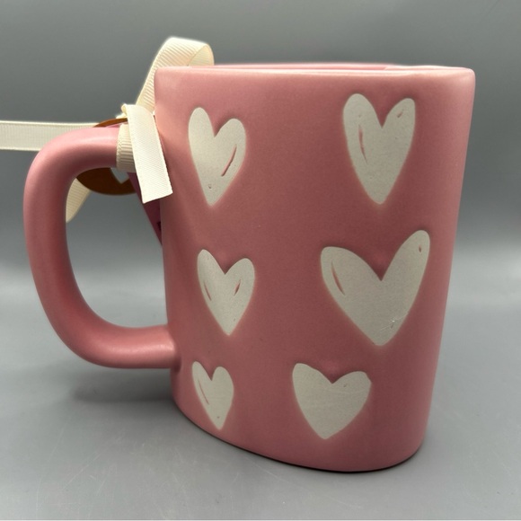 Rae Dunn Pink Valentine Heart Shaped Scribble Heart Design Mug NEW - Picture 4 of 5